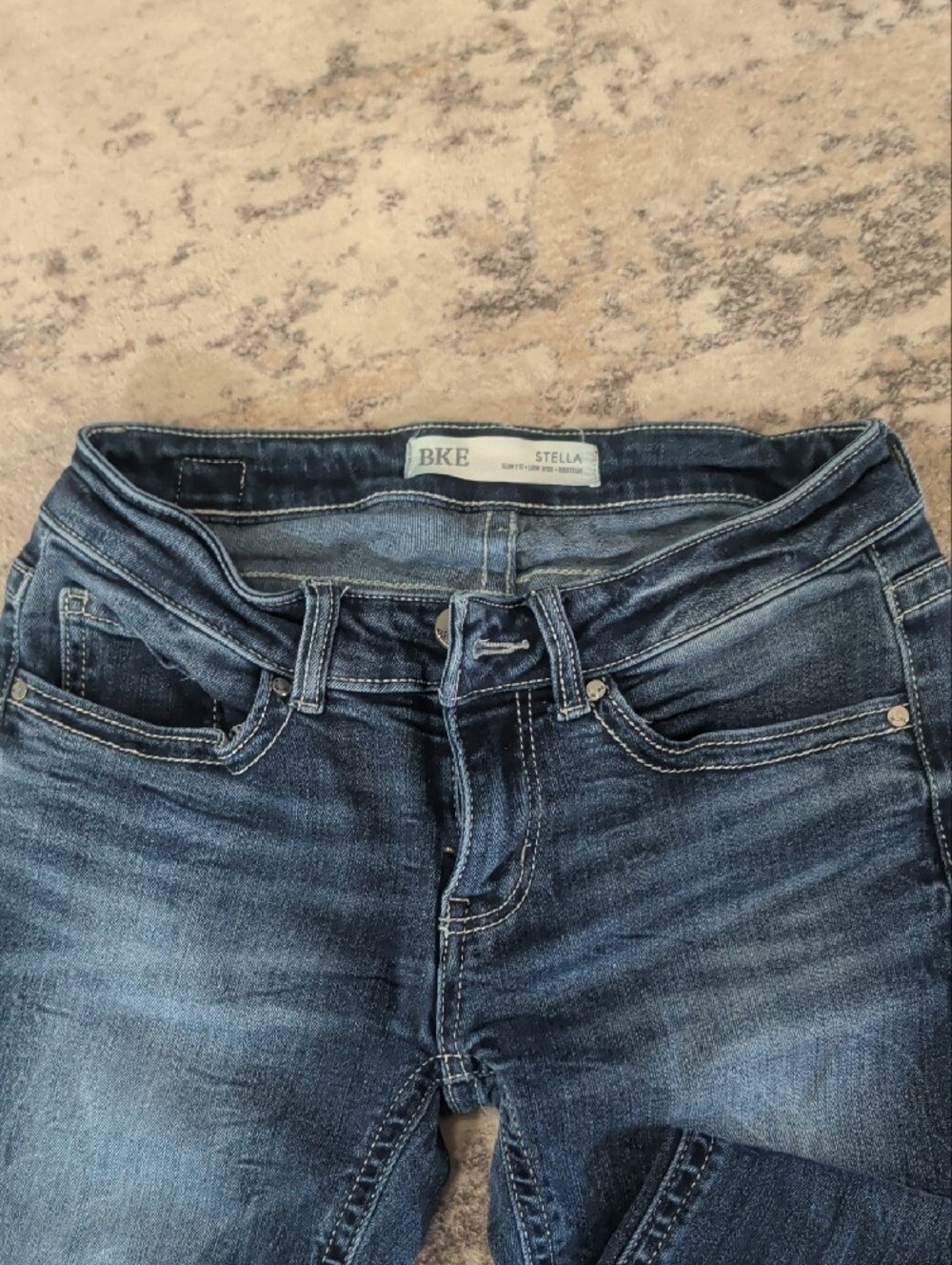 BKE Women's Boot Cut Jeans in Distressed Dark Blue - Picture 2 of 5
